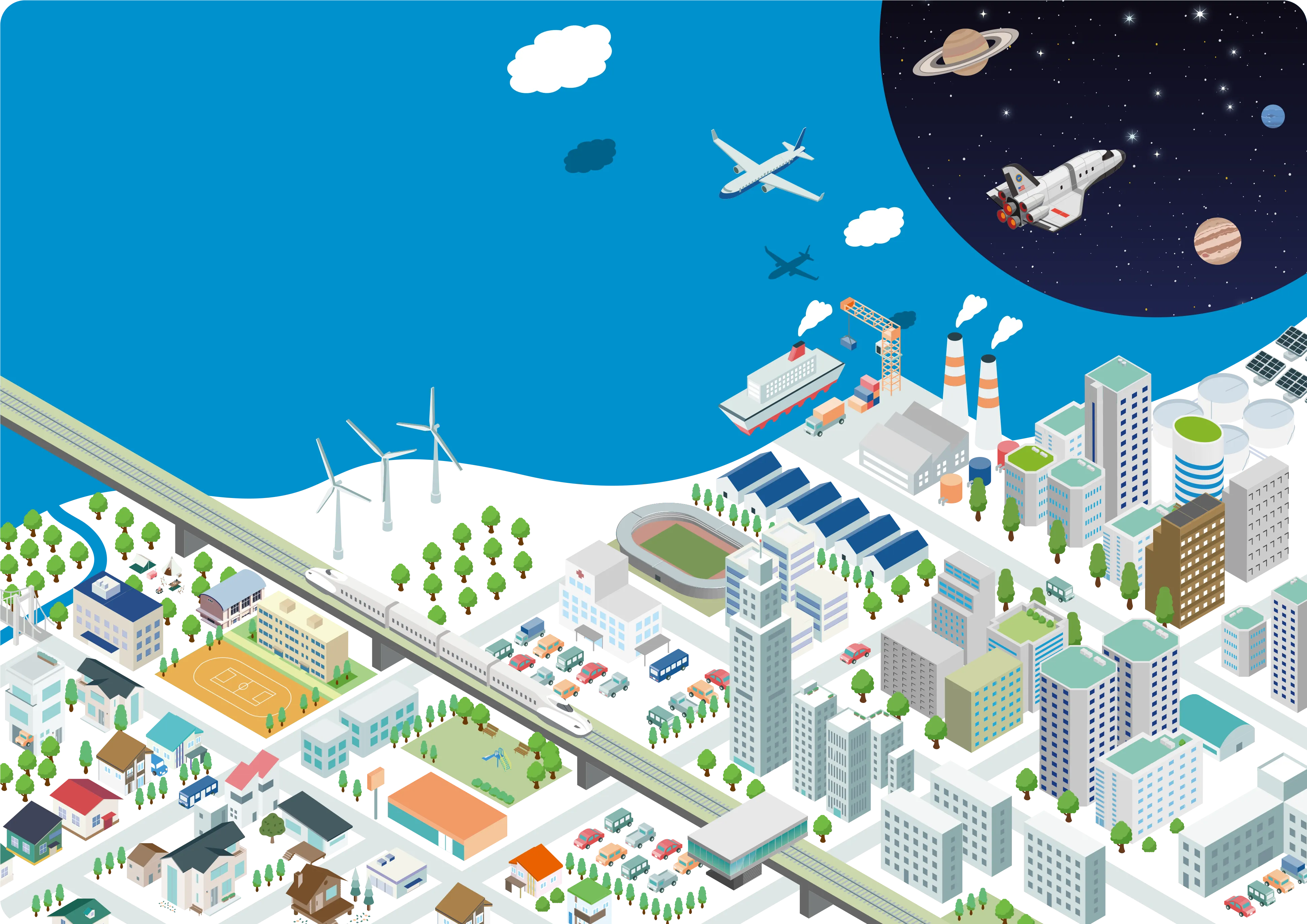 様々な分野に貢献する共栄エンジニアリングの技術|最先端の宇宙ロケットから日々の生活で使用するレジ機器やコンタクトレンズまで、分野を問わず様々な製品に共栄エンジニアリングの技術が活かされています。